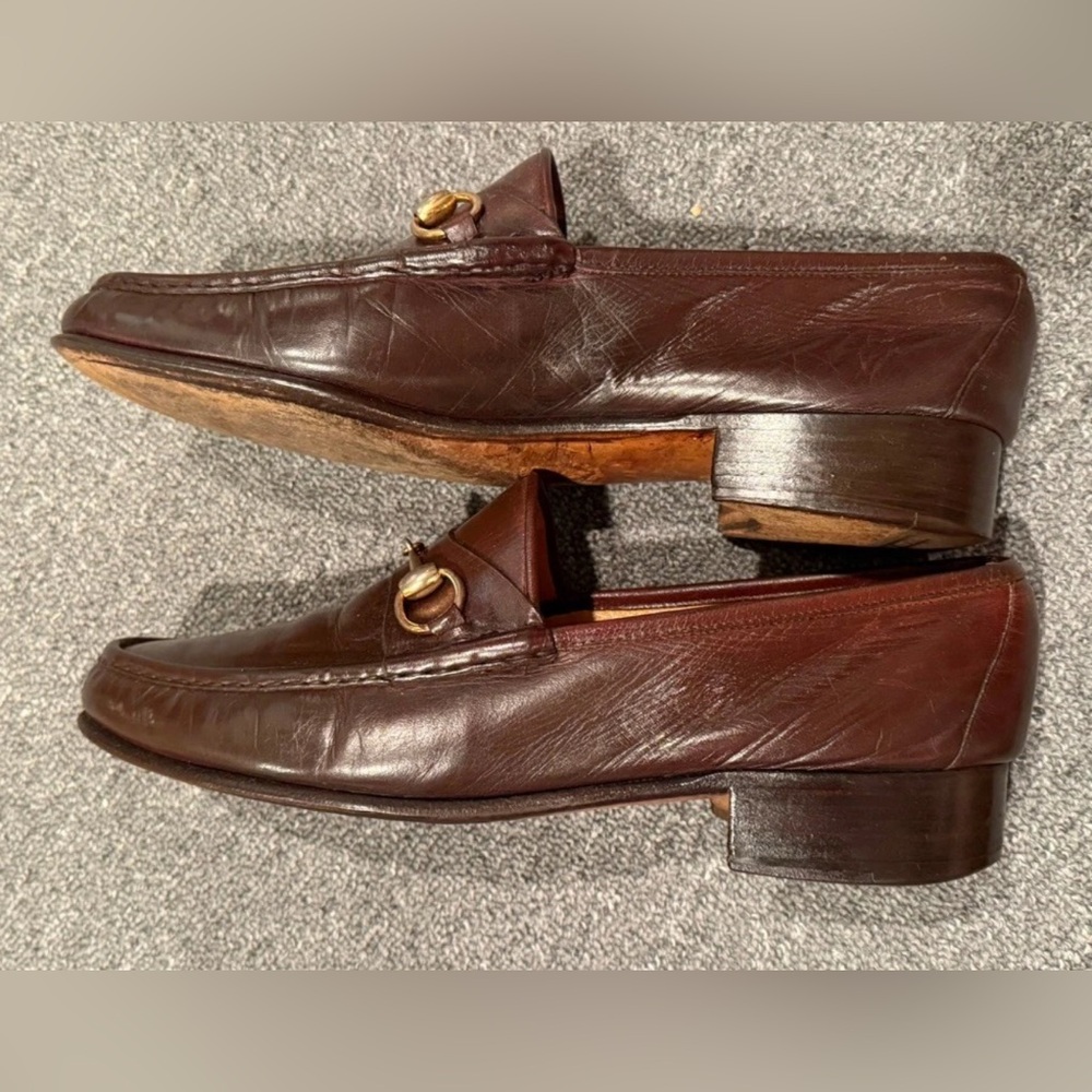 Gucci Horsebit Loafers - Brown Leather w/ Gold Bit - Size 44 M - Picture 9 of 11
